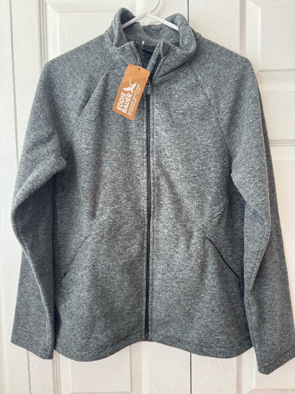 NWT Eddie Bauer Charcoal Gray Heather Fleece Full Zip Jacket - Medium